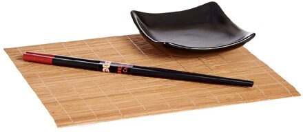 Kinvara Bamboe sushi serveerset voor 2 personen 6-delig zwart