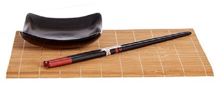 Kinvara Bamboe sushi serveerset voor 4 personen 12-delig zwart