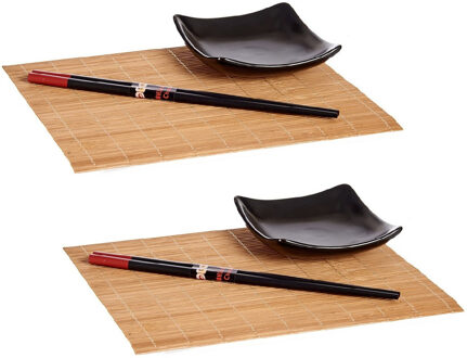 Kinvara Bamboe sushi serveerset voor 6 personen 18-delig zwart