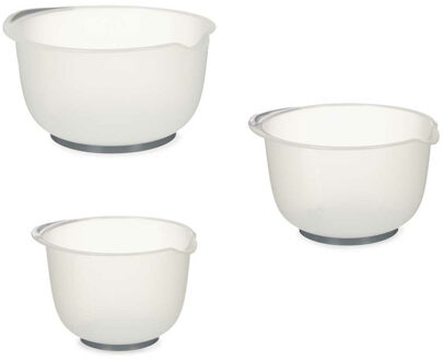 Kinvara Beslagkommen/mengkommen/roerkom set - 3x stuks - kunststof - wit/antraciet - 1.5/2/2.5 liter