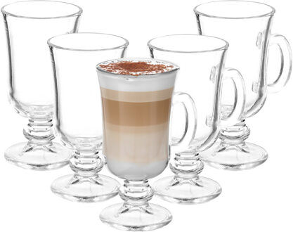 Kinvara Caffe Latte/koffie glazen Paris - transparant glas - 6x stuks - 250 ml - Koffie- en theeglazen