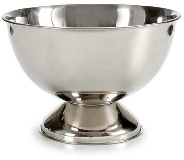 Kinvara Champagne & wijnfles koeler/ijsemmer - zilver - metaal - Dia 34 cm - Luxe model op voet