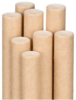 Kinvara Drinkrietjes van kraft papier - bruin - 100x stuks - 20 x 0.5 cm - wegwerp