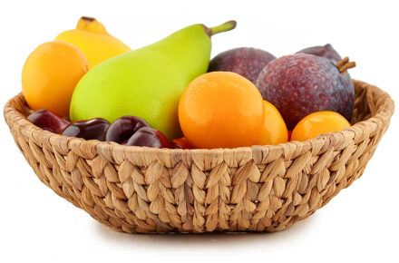 Kinvara Fruitschaal Rotan - gevlochten riet - D34 x H9 cm - naturel - rond