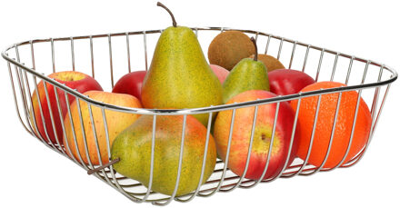 Kinvara Fruitschaal -Royal metall - draad metaal - D30 x H9 cm - zilver - vierkant