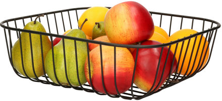 Kinvara Fruitschaal- Royal metall - draad metaal - D30 x H9 cm - zwart - vierkant