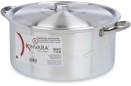 Kinvara Grote Kookpan/soeppan/sauspan met deksel - Aluminium - 10 liter - D32 x H18 cm