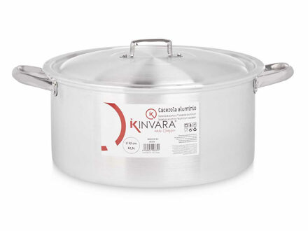 Kinvara Grote Kookpan/soeppan/sauspan met deksel - Aluminium - 12 liter - D35 x H19 cm