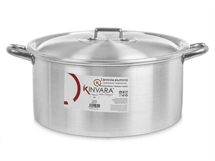 Kinvara Grote Kookpan/soeppan/sauspan met deksel - Aluminium - 18 liter - D39 x H22 cm