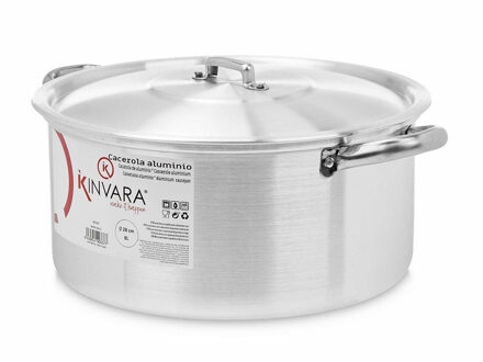 Kinvara Grote Kookpan/soeppan/sauspan met deksel - Aluminium - 8 liter - D30 x H16 cm