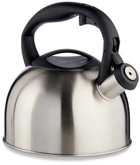 Kinvara Huis/keuken of camping fluitketel / waterkoker - rvs - 2.5 liter - zilver/zwart