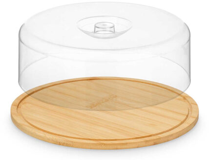 Kinvara Kaasstolp met deksel - bruin/transparant - bamboe hout/kunststof - 28 x 9 cm