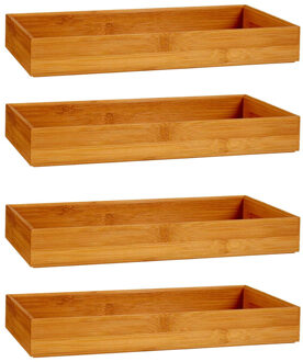 Kinvara kast / lade sorteer organizer - 4x - bamboe hout - bakje - 38 x 15 x 5 cm