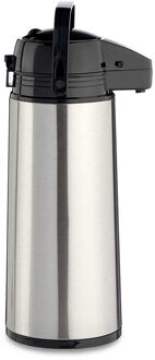 Kinvara Koffie en warme dranken thermoskan/isoleerkan - met pomp - rvs - zilver - 1,9 liter - 35 cm