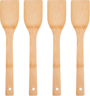 Kinvara Kook/keuken gerei - 4x - keuken lepel - bruin - bamboe hout - 34 cm