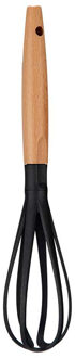 Kinvara Kook/keuken gerei - garde/opklopper - zwart/bruin - kunststof/hout - 31 cm