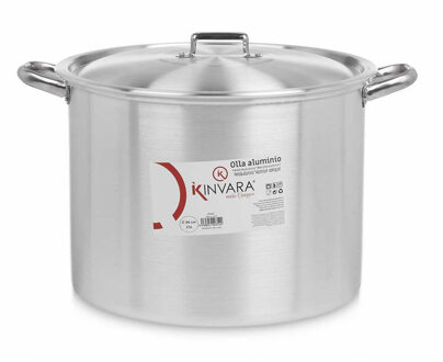 Kinvara Kookpan/soeppan met deksel - Aluminium - 25 liter - D34 x H30 cm