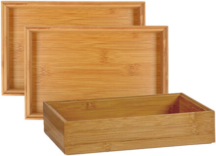 Kinvara Lade sorteer bakjes - 3x - organizers - bamboe hout - opbergbakje - 23 x 15 x 5 cm