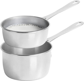 Kinvara melk en sauspan - set van 2x stuks - RVS - metaal - alle warmtebronnen