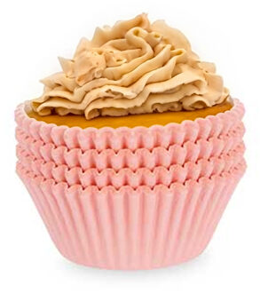 Kinvara Muffin en cupcakes maken vormpjes - papier - roze - set 100x stuks - dia 11 cm