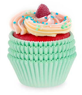 Kinvara Muffin en cupcakes vormpjes - papier - groen - set 200x stuks - Dia 10 cm