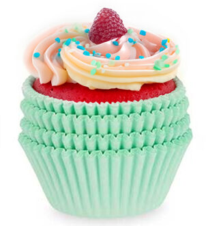 Kinvara Muffin en cupcakes vormpjes - papier - groen - set 300x stuks - Dia 11 cm