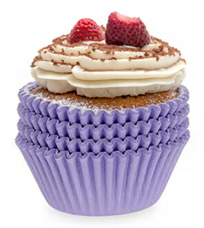 Kinvara Muffin en cupcakes vormpjes - papier - paars - set 200x stuks - Dia 10 cm
