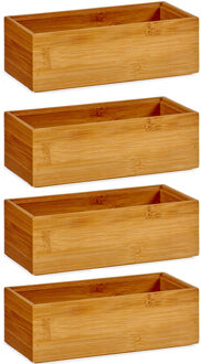 Kinvara Organizer bakje - 4x - bamboe hout - 15 x 7 x 5 cm - kast/lade sorteer bakje - makeup organizer