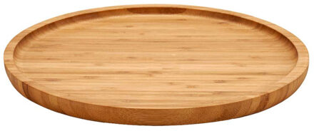 Kinvara Serveerplank - voor voedsel-hapjes - bamboe - rond - 25 cm - Serveerplanken Bruin