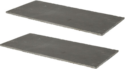 Kinvara Set van 2x stuks leisteen voedsel hapjes serveerplank 30 x 15 cm - Serveerplanken Grijs