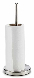 Kinvara Stijlvolle basic metalen keukenrolhouder zilver 15 x 33 cm