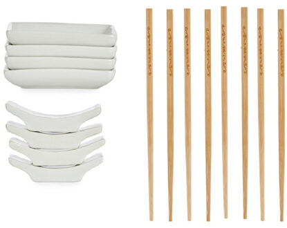 Kinvara Sushi serveer set - 12-dlg - voor 4 personen - bamboe - sushi serveren