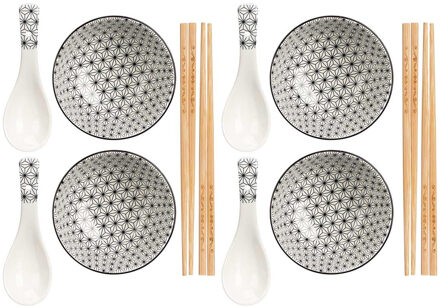 Kinvara Sushi servies set - 12-delig - keramiek - wit - sushi luxe eet set