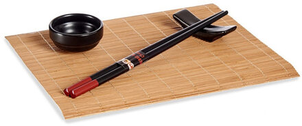 Kinvara Sushi servies set - 8-delig - keramiek - zwart - sushi eet set