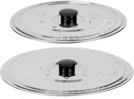 Kinvara Universele pannendeksel set - 2x stuks - Dia 25/21 cm - metaal - plat model