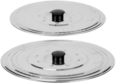 Kinvara Universele pannendeksel set - 2x stuks - Dia 25/29 cm - metaal - plat model