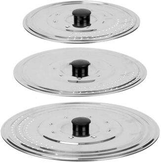 Kinvara Universele pannendeksel set - 3x stuks - Dia 29/25/21 cm - metaal - plat model