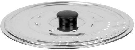 Kinvara Universele pannendeksel voor pannen van 21 cm - metaal/kunststof - plat - zilver