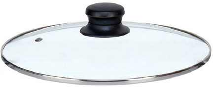 Kinvara Universele pannendeksel voor pannen van 22,5 cm - glas - stoomgaatje - D22.5 x H6 cm