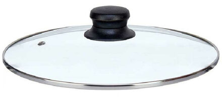 Kinvara Universele pannendeksel voor pannen van 24 cm - glas - stoomgaatje - D24.5 x H6 cm