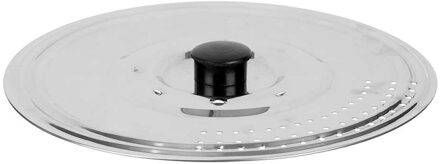 Kinvara Universele pannendeksel voor pannen van 25 cm - metaal/kunststof - plat - zilver