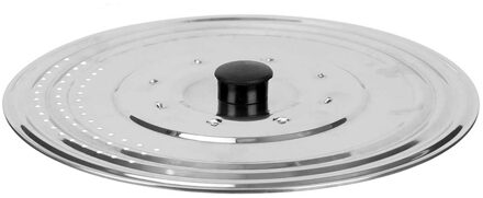 Kinvara Universele pannendeksel voor pannen van 29 cm - metaal/kunststof - plat - zilver