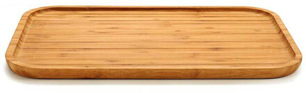 Kinvara Voedsel/hapjes serveerplank van bamboe 36 x 24 cm met rand - Serveerplanken Bruin