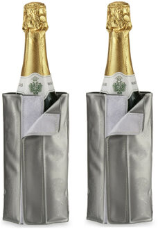 Kinvara Wijnkoeler/flessenkoeler/koelhoud hoesje - 2x - voor flessen - wijn/water/champagne - 18 cm