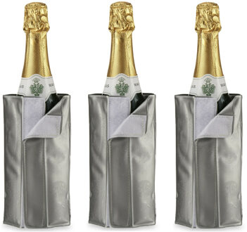 Kinvara Wijnkoeler/flessenkoeler/koelhoud hoesje - 3x - voor flessen - wijn/water/champagne - 18 cm
