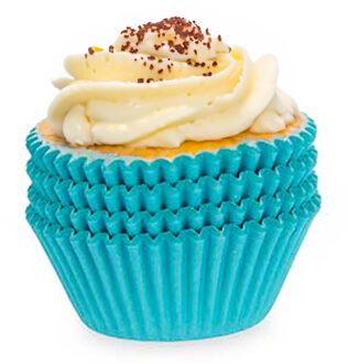 Kinvaramuffin en cupcakes maken vormpjes - papier - blauw - set 100x stuks - dia 11 cm