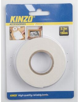 Kinzo 1x Dubbelzijdig tape / knutseltape 2,3 meter - Tape (klussen) Wit