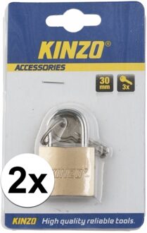 Kinzo 2 stuks hangsloten messing 30mm - Hangsloten Multikleur