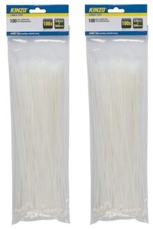 Kinzo 200x witte kabelbinders - 3,6 x 300 mm - Tie wraps / rips