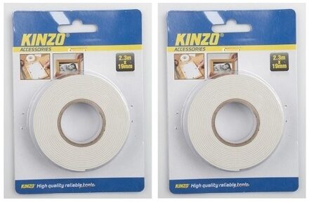 Kinzo 2x Dubbelzijdig tape 19 mm x 2,3 meter - Action products